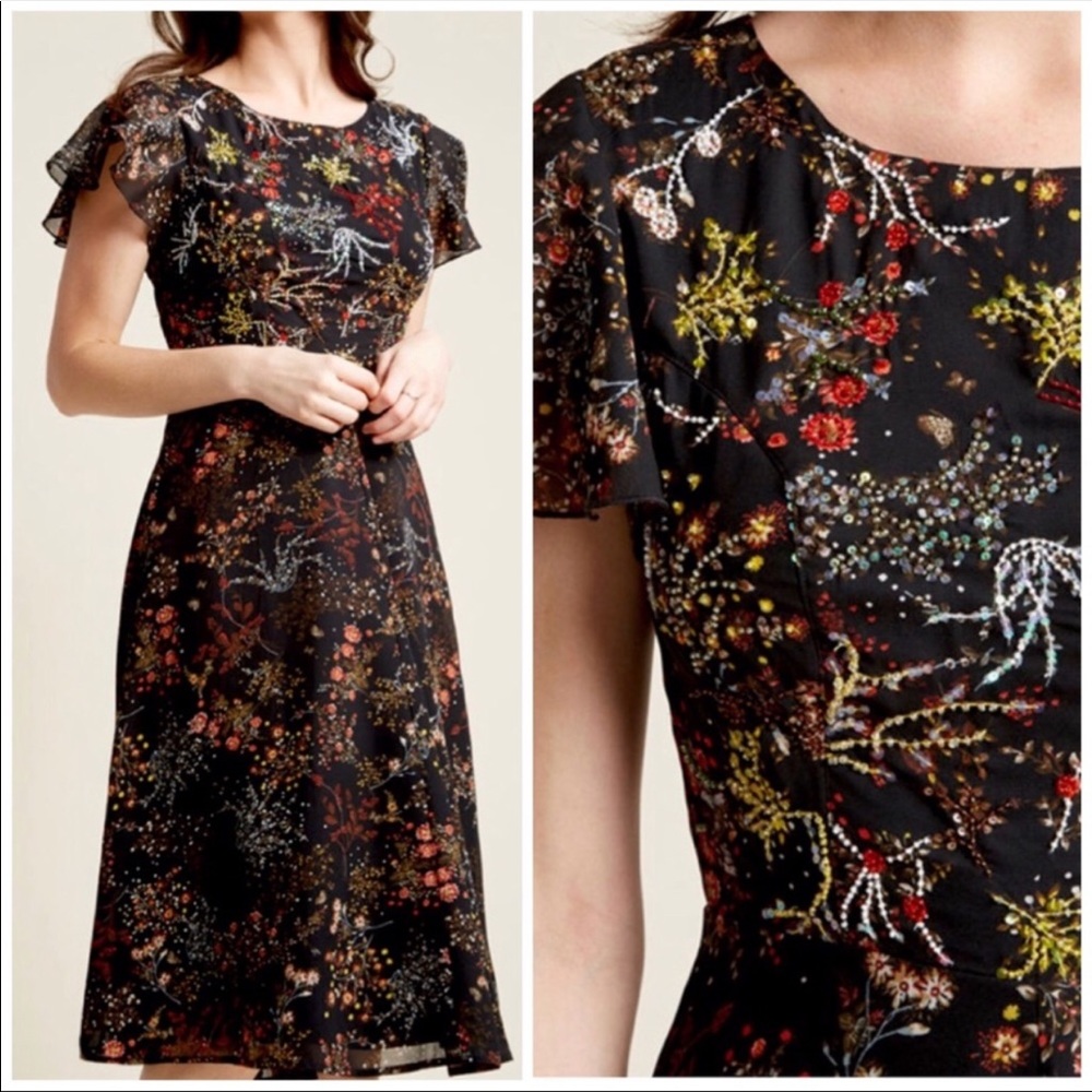 ModCloth Embellished to Perfection Floral Dress